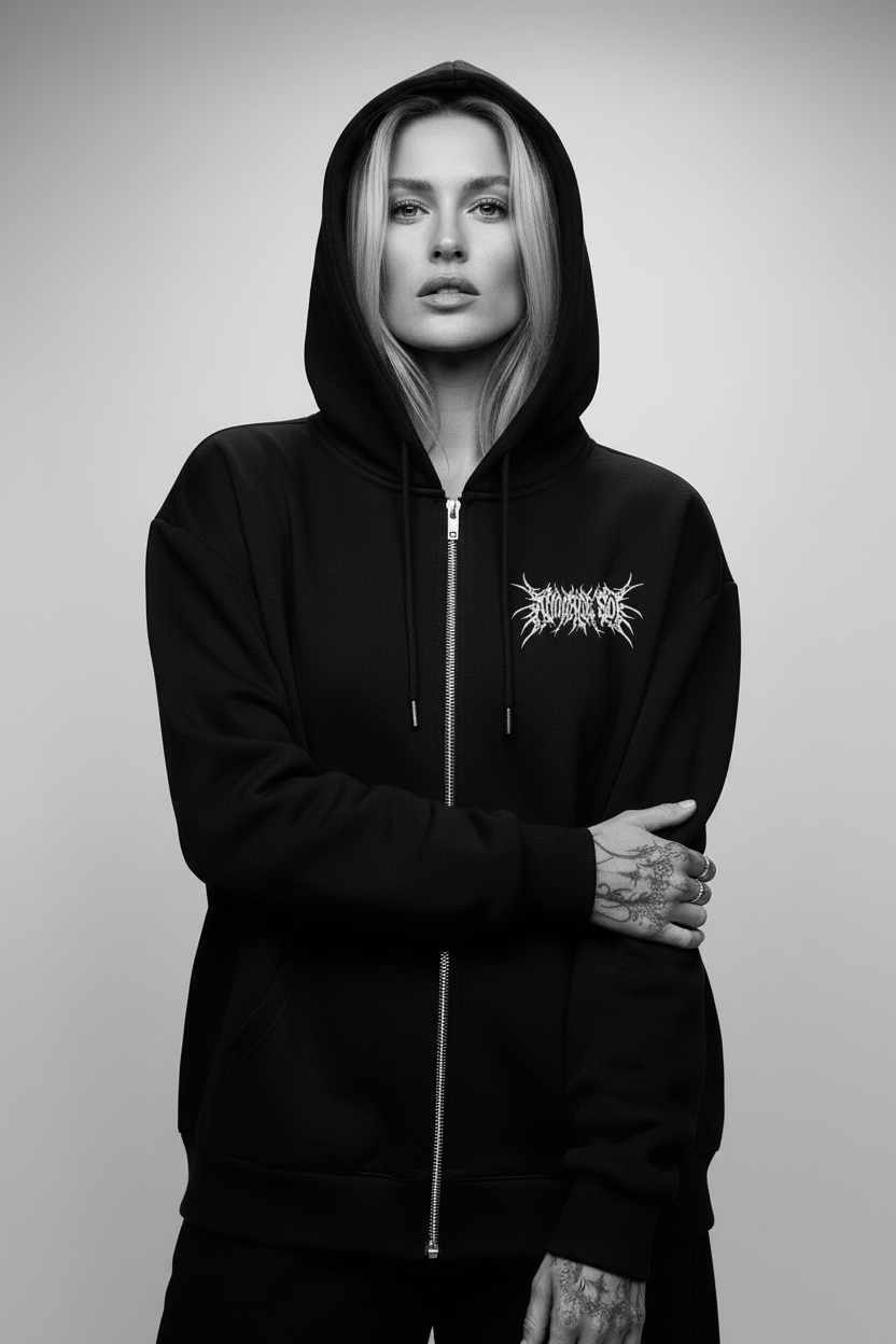 Fleeced Full-Zip Boxy Hoodie