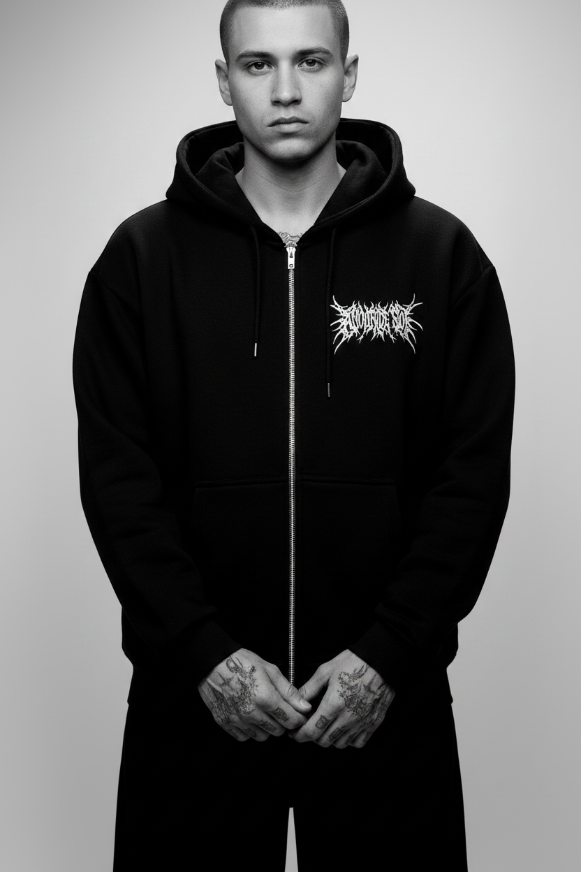 Fleeced Full-Zip Boxy Hoodie